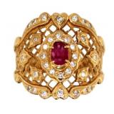 18kt Gold Natural Ruby & Diamond Ring 18kt Gold Natural Ruby & Diamond Ring
