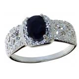 Oval Natural Black Sapphire & Diamond Ring Oval Natural Black Sapphire & Diamond Ring