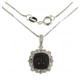 Genuine Elegant Black & White Diamond Necklace Genuine Elegant Black & White Diamond Necklace