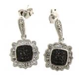 Genuine Elegant Black & White Diamond Earrings Genuine Elegant Black & White Diamond Earrings