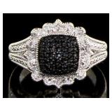 Genuine Elegant Black & White Diamond Ring Genuine Elegant Black & White Diamond Ring