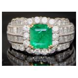 Platinum/Gold 2.90 ct Natural Emerald/Diamond Ring Platinum/Gold 2.90 ct Natural Emerald/Diamond Ring