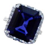 14kt Gold 20.54 ct Radiant Sapphire & Diamond Ring 14kt Gold 20.54 ct Radiant Sapphire & Diamond Ring