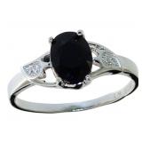 Oval Natural Black Sapphire & Diamond Ring Oval Natural Black Sapphire & Diamond Ring