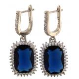 Radiant Cut 16.00 ct Sapphire Dangle Earrings Radiant Cut 16.00 ct Sapphire Dangle Earrings