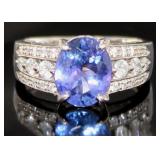Platinum 2.90 ct Natural Tanzanite & Diamond Ring Platinum 2.90 ct Natural Tanzanite & Diamond Ring
