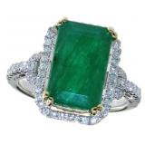 14k Gold 6.85 ct GIA Emerald & Diamond Ring 14k Gold 6.85 ct GIA Emerald & Diamond Ring