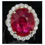 14kt Gold 12.36 ct Oval Ruby & Diamond Ring 14kt Gold 12.36 ct Oval Ruby & Diamond Ring