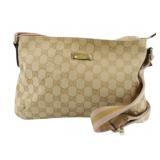 Gucci 'GG' Tan Canvas Shoulder Bag Gucci 'GG' Tan Canvas Shoulder Bag