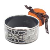 Hermes Black & Silver Enamel Horse Bangle Bracelet Hermes Black & Silver Enamel Horse Bangle Bracelet