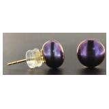 14kt Gold 8 mm Peacock Black Pearl Earrings 14kt Gold 8 mm Peacock Black Pearl Earrings