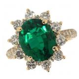 14k Gold Oval 4.75 ct Emerald & Diamond Ring 14k Gold Oval 4.75 ct Emerald & Diamond Ring