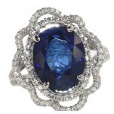 14k Gold 6.52 ct Oval Sapphire & Diamond Ring 14k Gold 6.52 ct Oval Sapphire & Diamond Ring