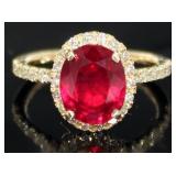 14kt Gold 4.95 ct Oval Ruby & Diamond Ring 14kt Gold 4.95 ct Oval Ruby & Diamond Ring