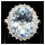 Platinum 8.73 ct Aquamarine & Diamond Ring Platinum 8.73 ct Aquamarine & Diamond Ring
