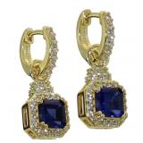 Asscher Cut 3.50 ct Sapphire Dangle Earrings Asscher Cut 3.50 ct Sapphire Dangle Earrings