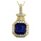 Asscher Cut 3.50 ct Sapphire Designer Necklace Asscher Cut 3.50 ct Sapphire Designer Necklace