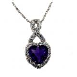 Beautiful Amethyst & White Sapphire Heart Pendant Beautiful Amethyst & White Sapphire Heart Pendant