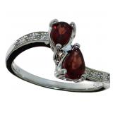 Pear Cut Natural Garnet & Diamond Ring Pear Cut Natural Garnet & Diamond Ring