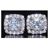 Cushion Cut 4.50 ct White Topaz Earrings Cushion Cut 4.50 ct White Topaz Earrings