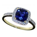 10kt Gold Cushion Cut Sapphire & Diamond Ring 10kt Gold Cushion Cut Sapphire & Diamond Ring
