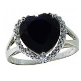 Heart Shape 3.55 ct Black Sapphire & Diamond Ring Heart Shape 3.55 ct Black Sapphire & Diamond Ring