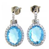 Oval 5.50 ct Blue Topaz French Lock Earrings Oval 5.50 ct Blue Topaz French Lock Earrings