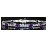 Oval 15.00 ct Amethyst & White Topaz Bracelet Oval 15.00 ct Amethyst & White Topaz Bracelet