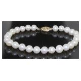 14kt Gold Natural 7mm Cultured Pearl Bracelet 14kt Gold Natural 7mm Cultured Pearl Bracelet
