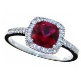 10kt Gold Cushion Cut Ruby & Diamond Ring 10kt Gold Cushion Cut Ruby & Diamond Ring