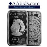1 oz Silver Aztec Calendar Bar .999 Silver 1 oz Silver Aztec Calendar Bar .999 Silver