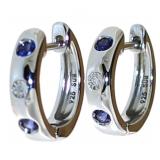 Elegant Sapphire & Diamond Huggie Hoop Earrings Elegant Sapphire & Diamond Huggie Hoop Earrings