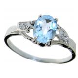 Oval 1.68 ct Natural Blue Topaz & Diamond Ring Oval 1.68 ct Natural Blue Topaz & Diamond Ring