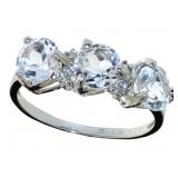 Aquamarine & Diamond Past Present Future Ring Aquamarine & Diamond Past Present Future Ring