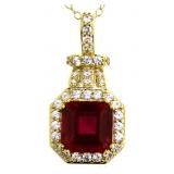 Asscher Cut 3.50 ct Ruby Designer Necklace Asscher Cut 3.50 ct Ruby Designer Necklace