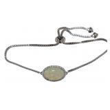 Oval White Opal Designer Bolo Bracelet Oval White Opal Designer Bolo Bracelet