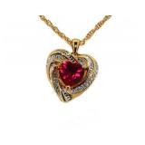 Elegant Ruby & White Sapphire Heart Necklace Elegant Ruby & White Sapphire Heart Necklace