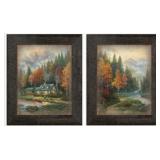 Evening At Autum Lake I & II Framed by Kinkade Evening At Autum Lake I & II Framed by Kinkade