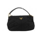 PRADA Black Quilted Gold Metal Hand Bag PRADA Black Quilted Gold Metal Hand Bag