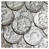 Mixed Date Circulated Franklin Silver Half Dollar Mixed Date Circulated Franklin Silver Half Dollar