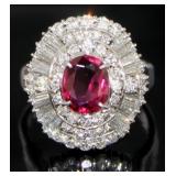 Platinum 3.07 ct Natural Ruby & Diamond Ring Platinum 3.07 ct Natural Ruby & Diamond Ring