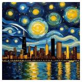 Starry Night Over Chicago 2 Hand Signed by Charis Starry Night Over Chicago 2 Hand Signed by Charis