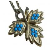 Givenchy Gold Tone Turquoise Leaf Necklace Givenchy Gold Tone Turquoise Leaf Necklace