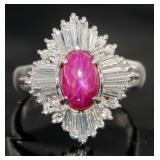Platinum 3.63 ct Star Ruby & Diamond Ring Platinum 3.63 ct Star Ruby & Diamond Ring