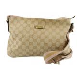 Gucci 'GG' Tan Canvas Shoulder Bag Gucci 'GG' Tan Canvas Shoulder Bag