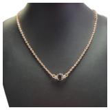 Rose Tone Natural Oval Sapphire & Crystal Necklace Rose Tone Natural Oval Sapphire & Crystal Necklace