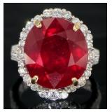 18kt Gold 21.73 ct Oval Ruby & Diamond Ring 18kt Gold 21.73 ct Oval Ruby & Diamond Ring