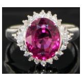 Platinum 4.67 ct Rhodolite Garnet & Diamond Ring Platinum 4.67 ct Rhodolite Garnet & Diamond Ring