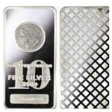 10 Ounce: Morgan Dollar .999 Fine Silver Bar 10 Ounce: Morgan Dollar .999 Fine Silver Bar