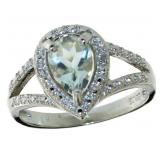 Pear Cut Natural Green Amethyst & Diamond Ring Pear Cut Natural Green Amethyst & Diamond Ring